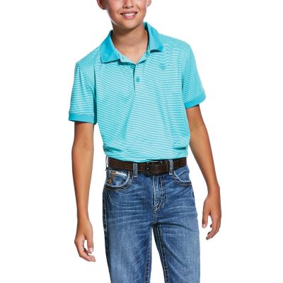 Ariat Micro Stripe TEK - Polo Turquoise Kinderen - 33352-756